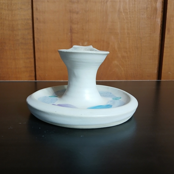 Flo Greig Studio Art Pottery Floral Chamberstick Candleholder - Picture 4 of 14